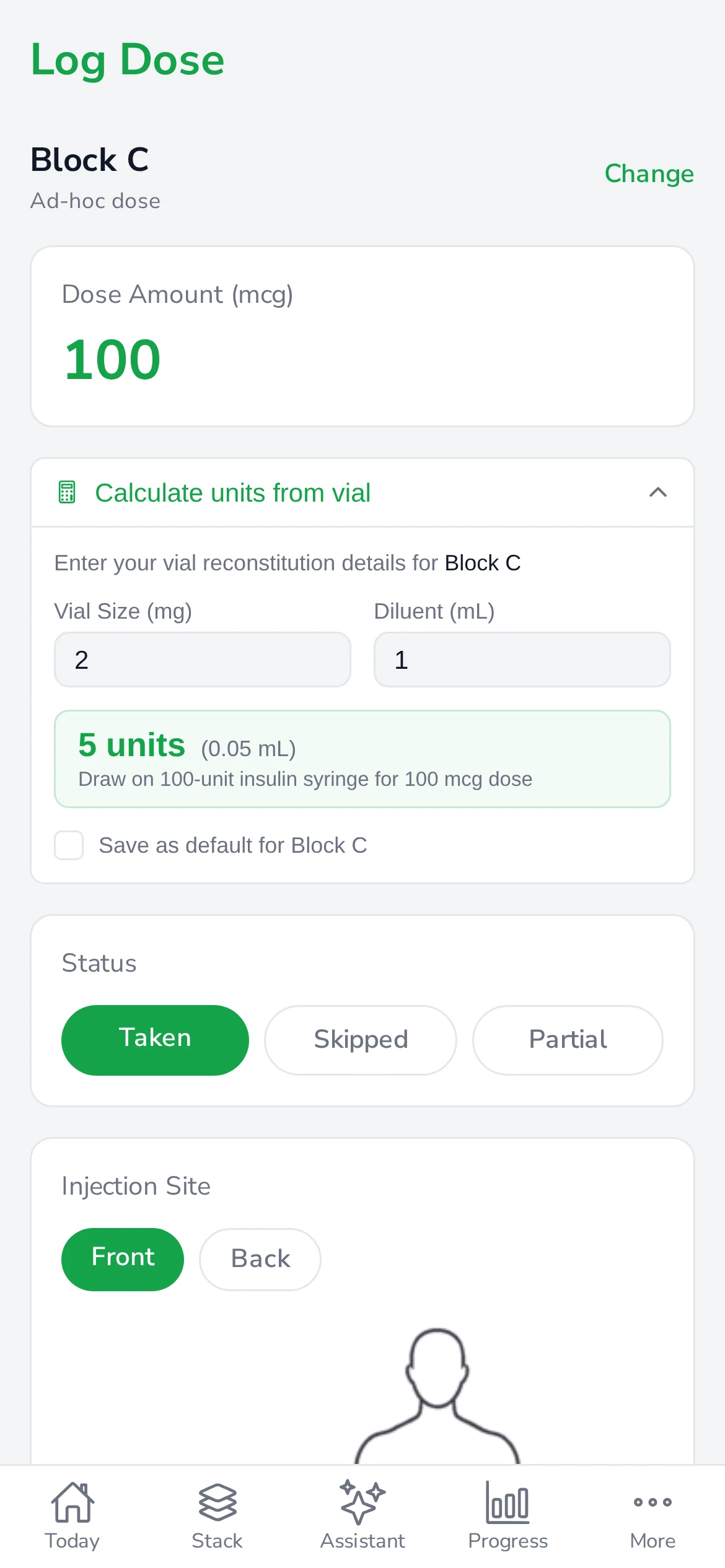Log Dose on a phone with the unit calculator