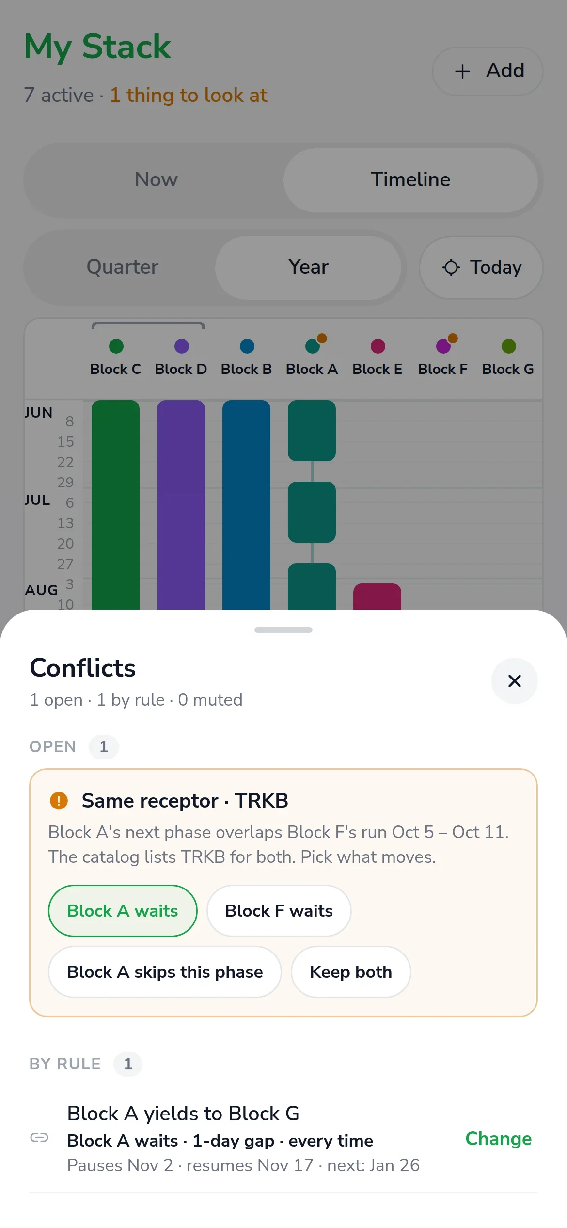 Conflict card: pick what moves